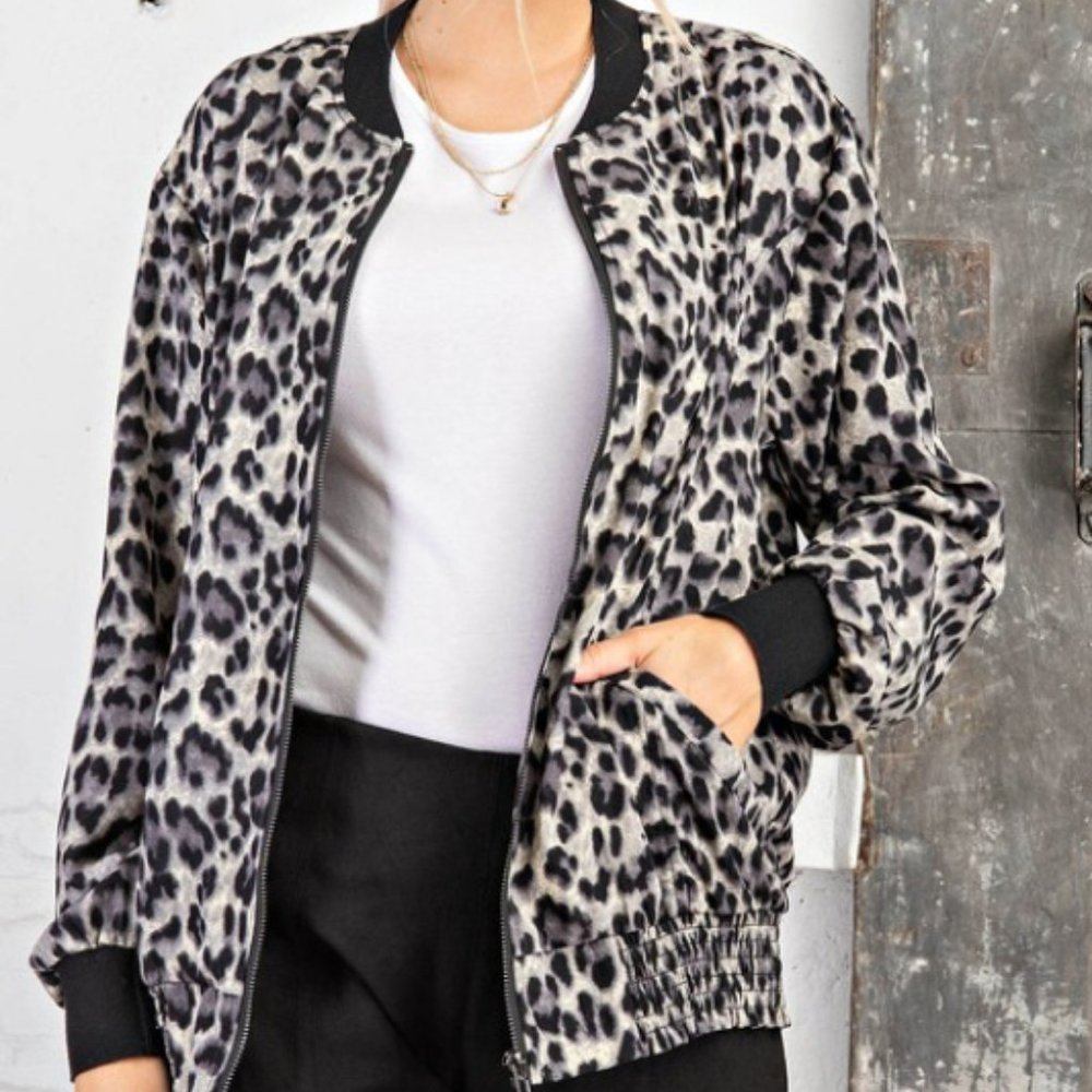 Animal Print Bomber Jacket
